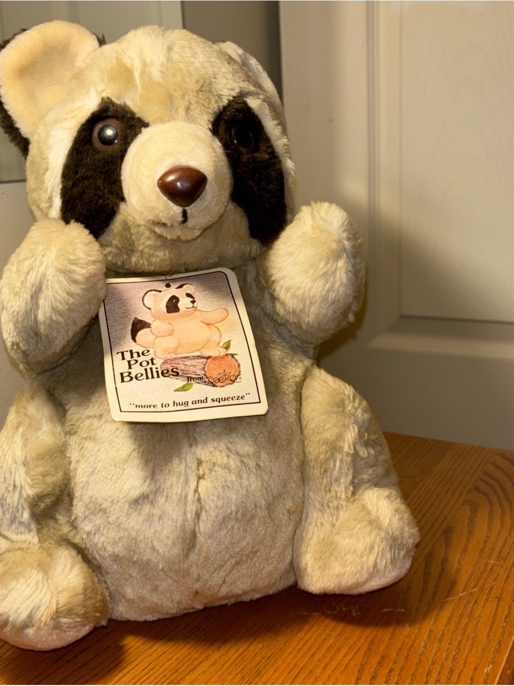 The Pot Bellies Plush Raccoon - Cream and Brown Decorative Accent